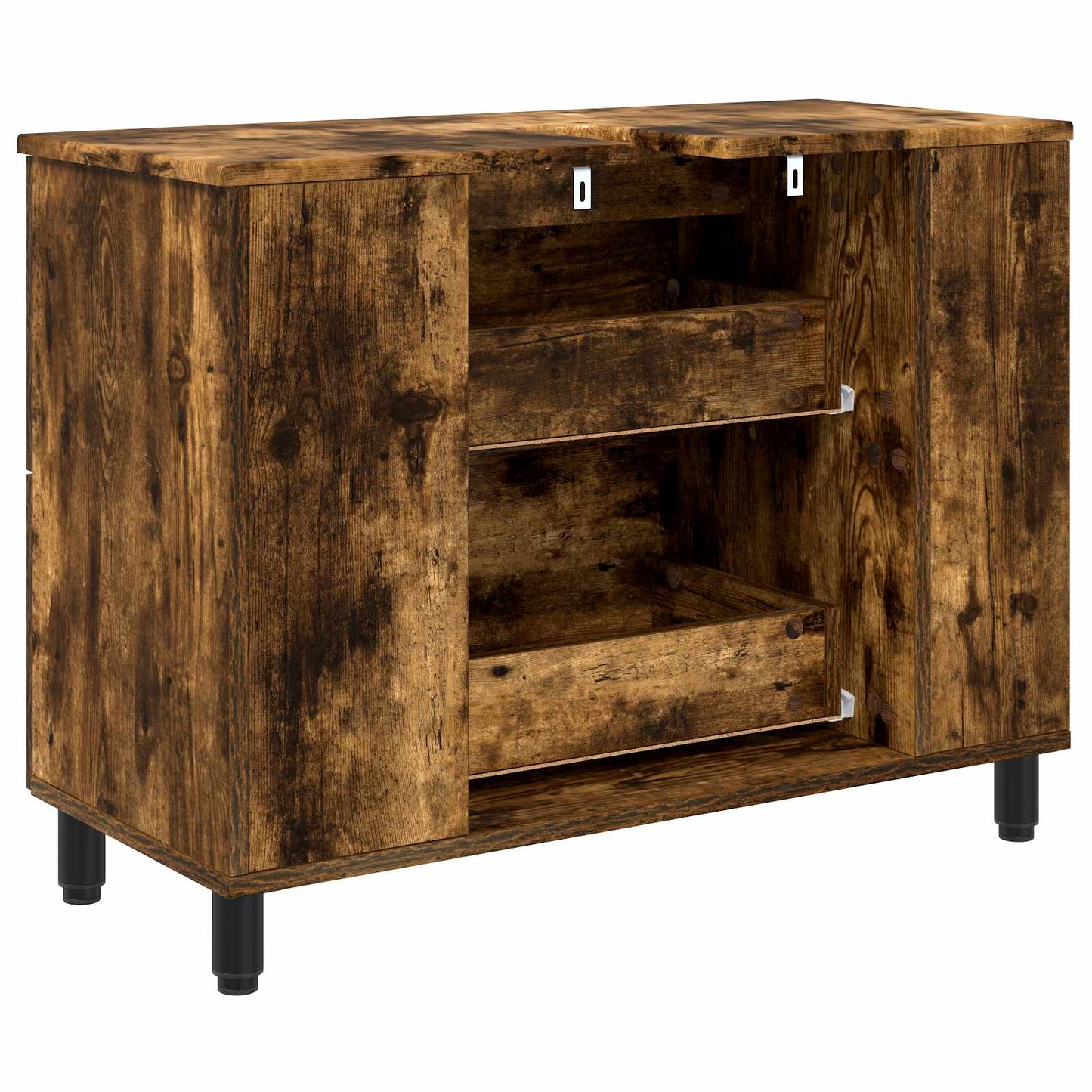 Badkamer Waskom Gerookt eiken 80 x 35 x 60 cm Bewerkt hout is nu te koop bij PeponiXL, paradijselijk wonen!