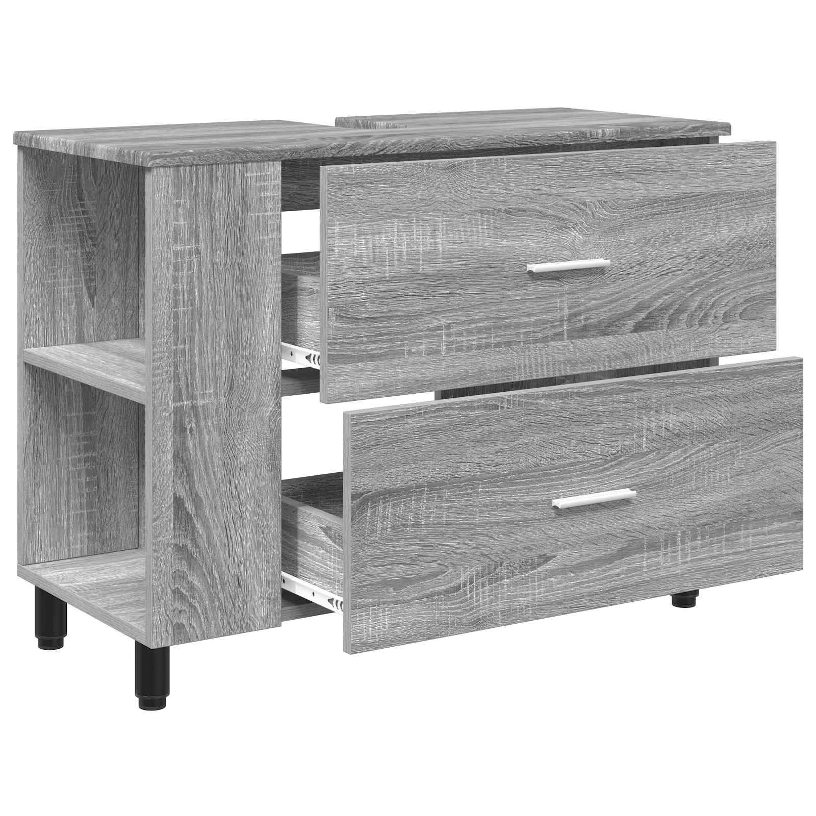 Badkamer Waskom Grijs Sonoma 80 x 35 x 60 cm Bewerkt hout is nu te koop bij PeponiXL, paradijselijk wonen!