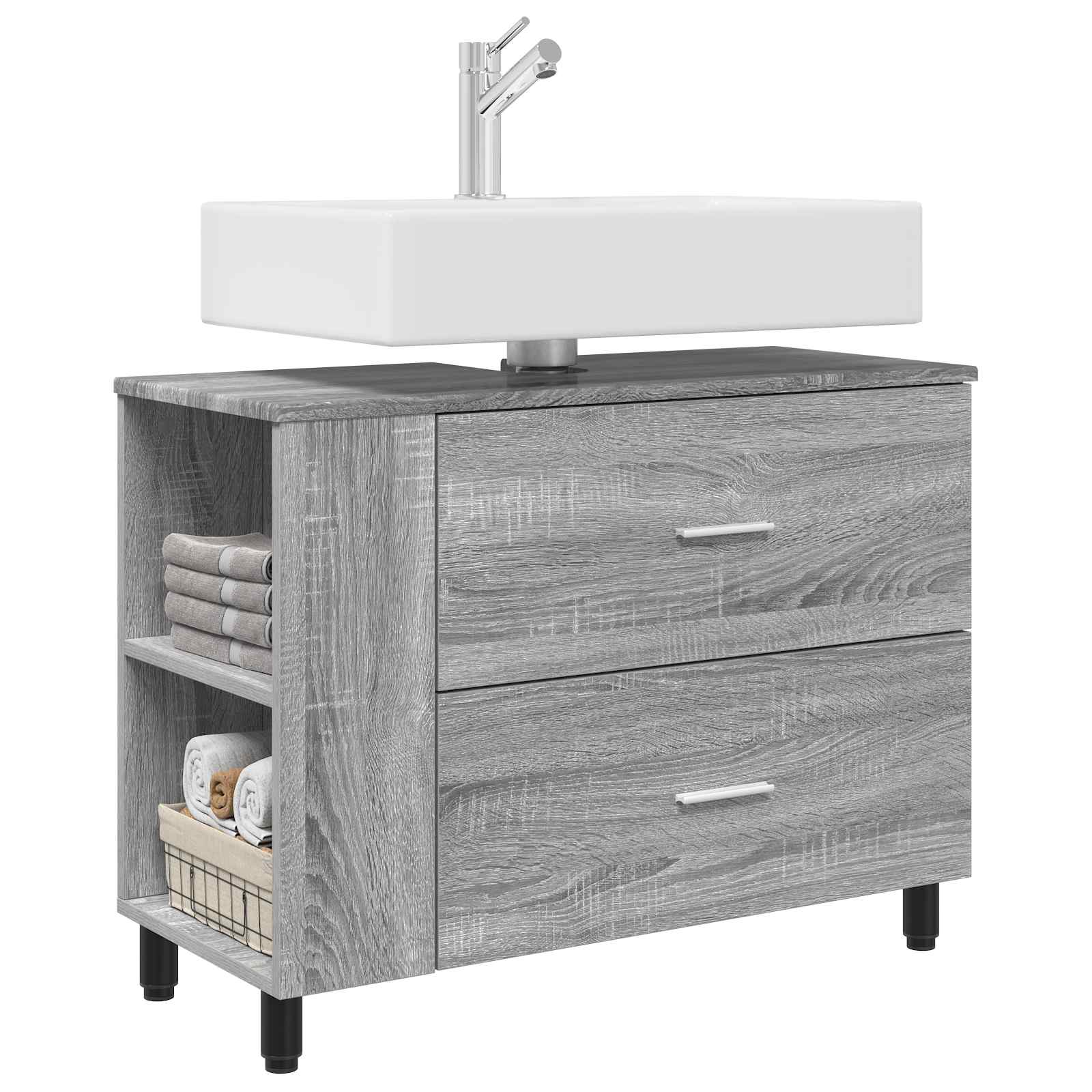 Badkamer Waskom Grijs Sonoma 80 x 35 x 60 cm Bewerkt hout is nu te koop bij PeponiXL, paradijselijk wonen!