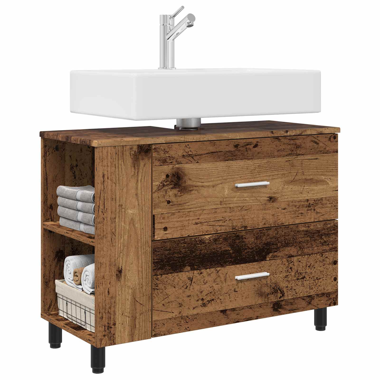 Badkamer Waskom Oud hout 80 x 35 x 60 cm Bewerkt hout is nu te koop bij PeponiXL, paradijselijk wonen!