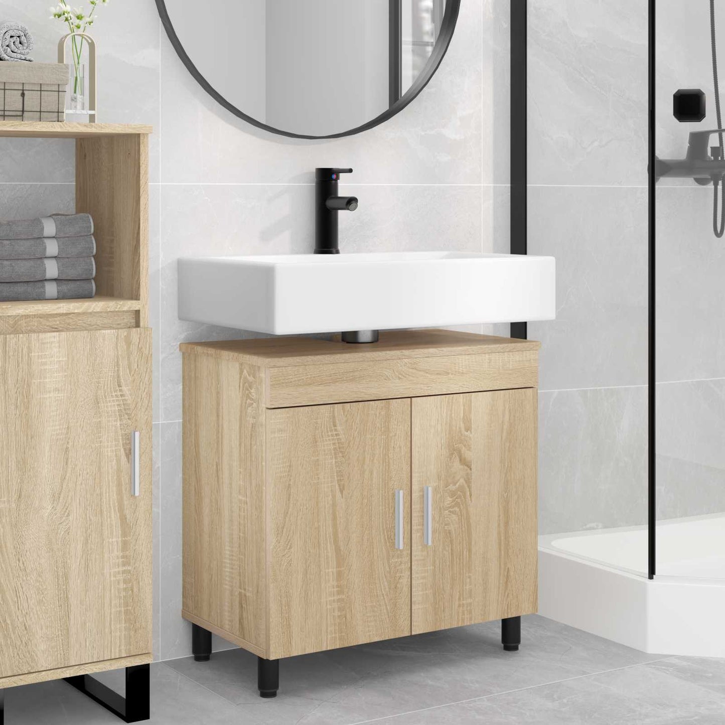 Badkamer Waskom Sonoma Eiken 60 x 35 x 60 cm Bewerkt hout is nu te koop bij PeponiXL, paradijselijk wonen!