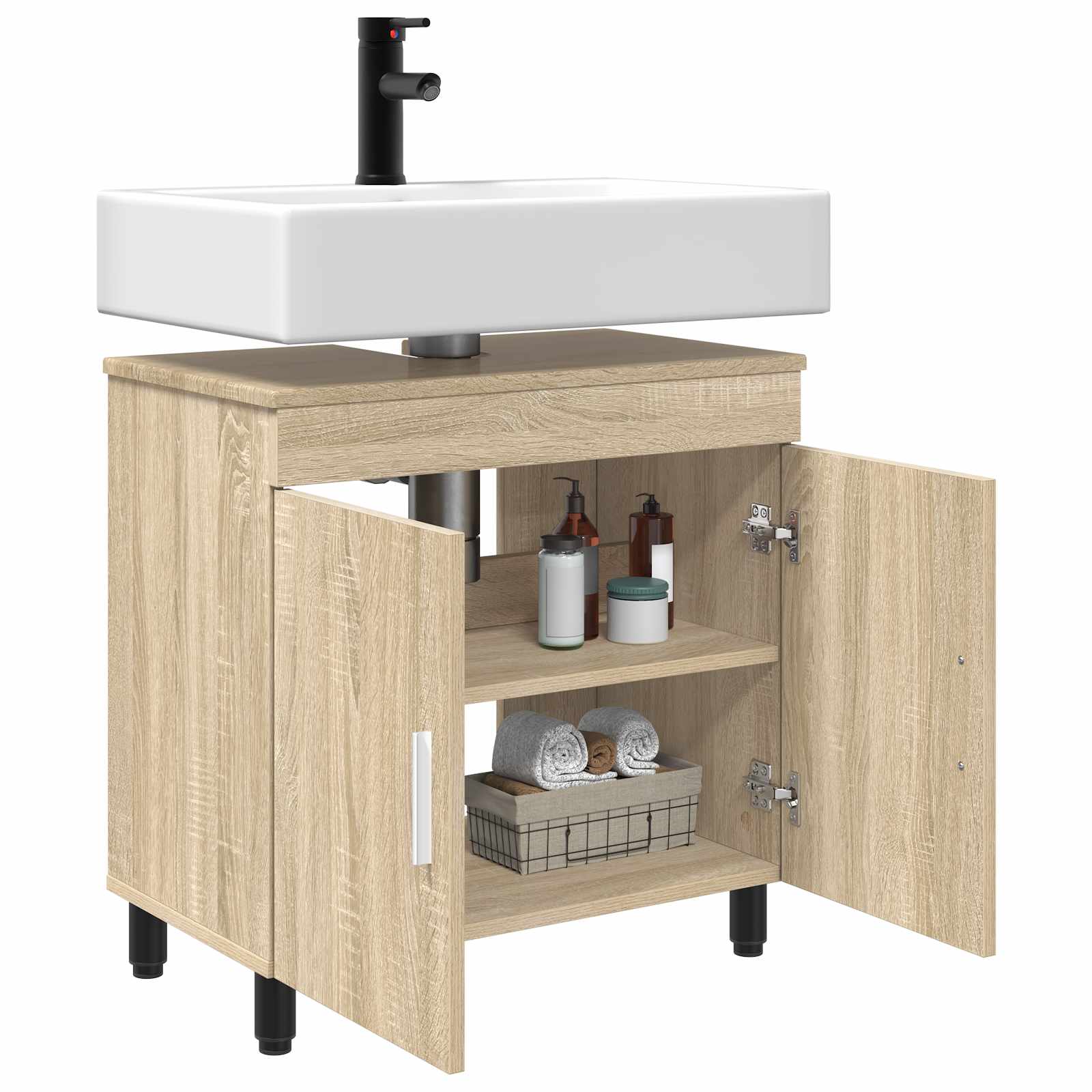 Badkamer Waskom Sonoma Eiken 60 x 35 x 60 cm Bewerkt hout is nu te koop bij PeponiXL, paradijselijk wonen!