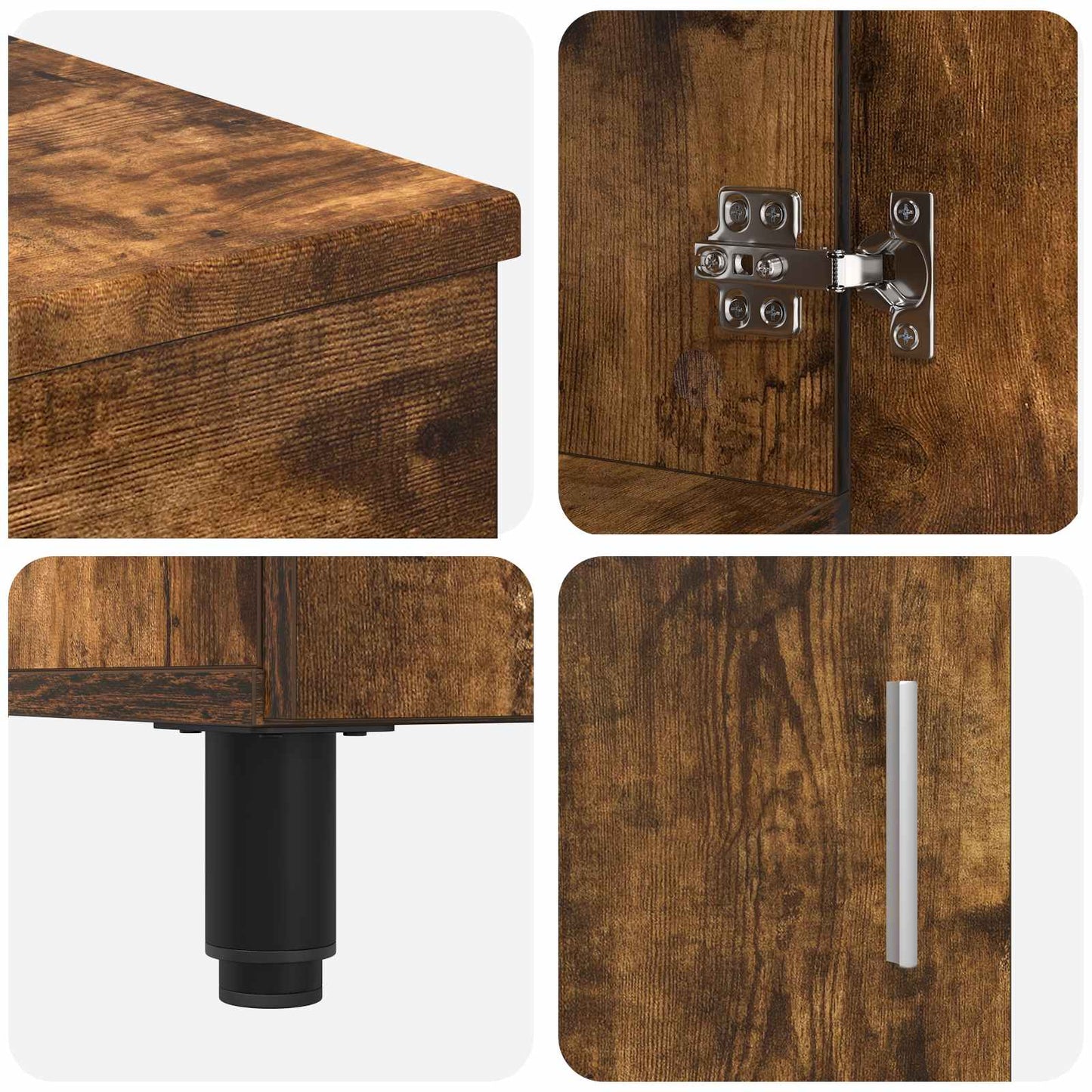 Badkamer Waskom Gerookt eiken 60 x 35 x 60 cm Bewerkt hout is nu te koop bij PeponiXL, paradijselijk wonen!
