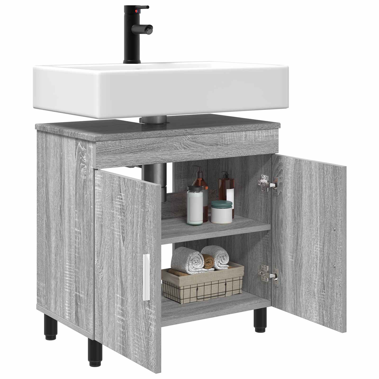 Badkamer Waskom Grijs Sonoma 60 x 35 x 60 cm Bewerkt hout is nu te koop bij PeponiXL, paradijselijk wonen!