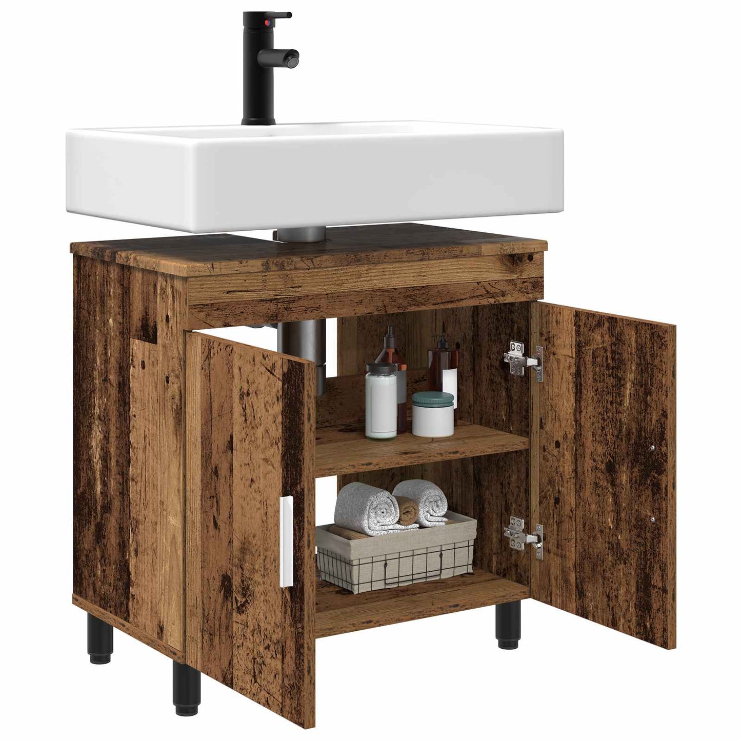 Badkamer Waskom Oud hout 60 x 35 x 60 cm Bewerkt hout is nu te koop bij PeponiXL, paradijselijk wonen!