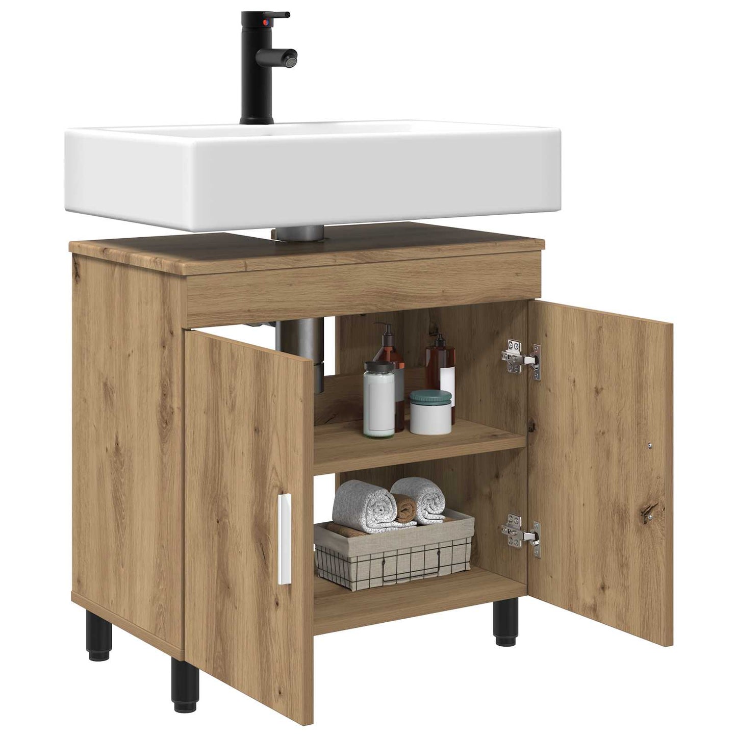Badkamer Waskom Artisanaal eiken 60 x 35 x 60 cm Bewerkt hout is nu te koop bij PeponiXL, paradijselijk wonen!