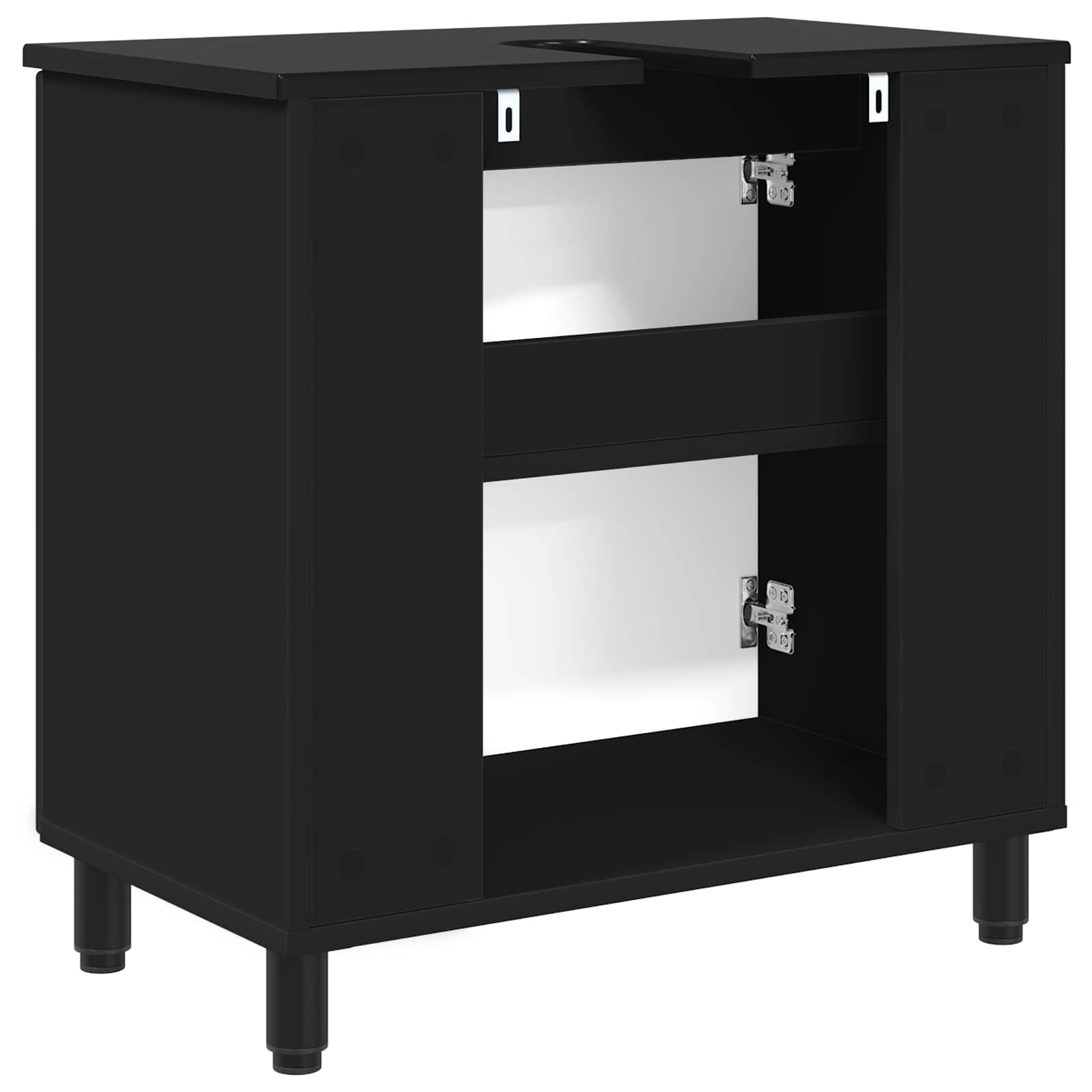 Badkamer Waskom Zwart 60 x 35 x 60 cm Bewerkt hout is nu te koop bij PeponiXL, paradijselijk wonen!