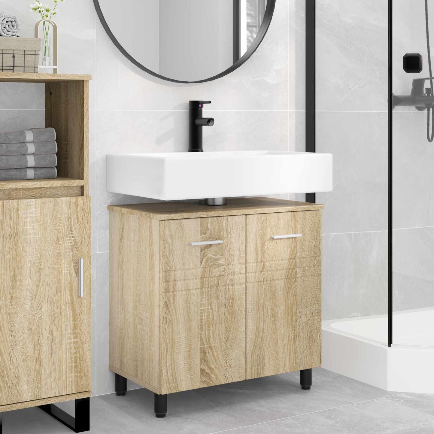 Badkamer Waskom Sonoma Eiken 60 x 35 x 60 cm Bewerkt hout is nu te koop bij PeponiXL, paradijselijk wonen!