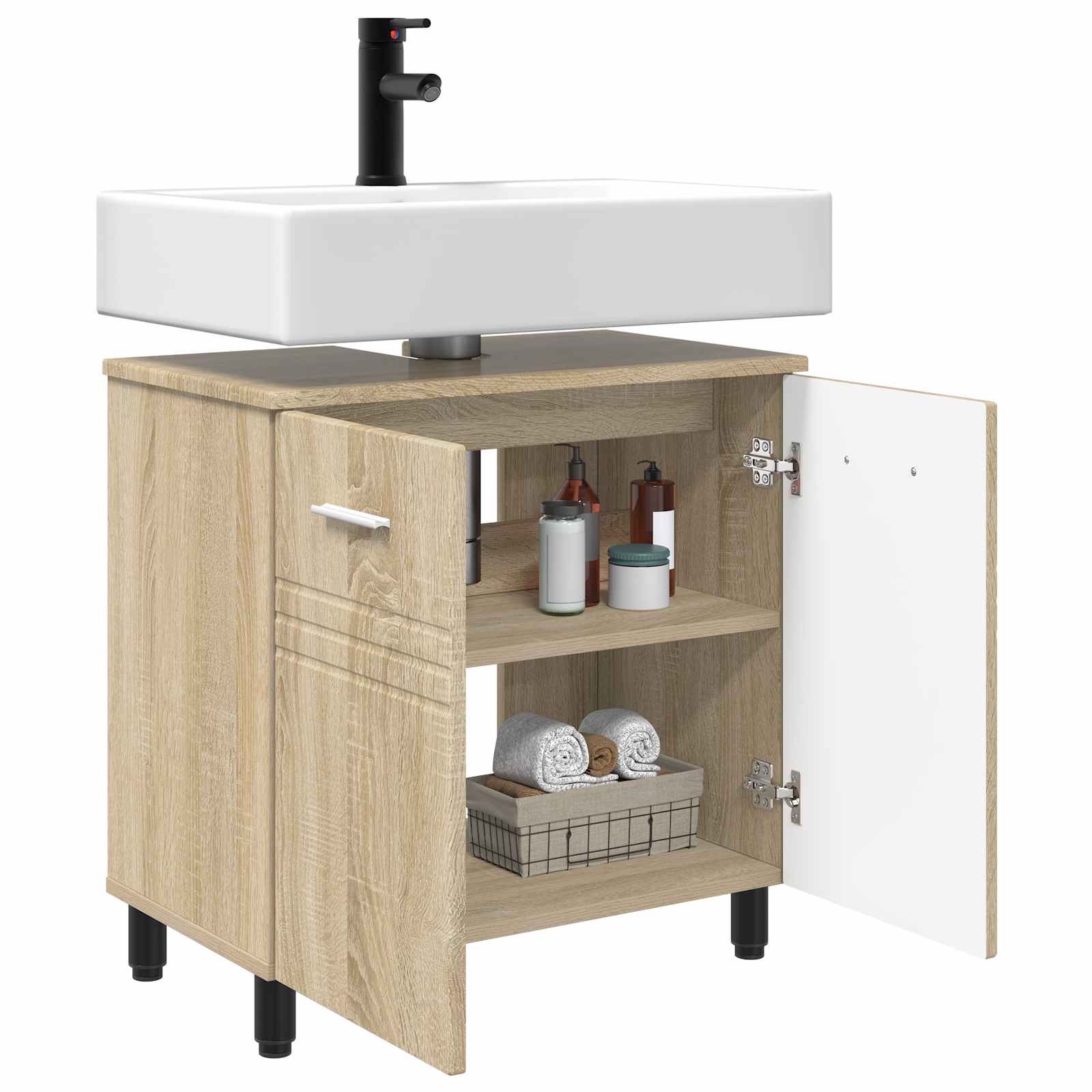 Badkamer Waskom Sonoma Eiken 60 x 35 x 60 cm Bewerkt hout is nu te koop bij PeponiXL, paradijselijk wonen!