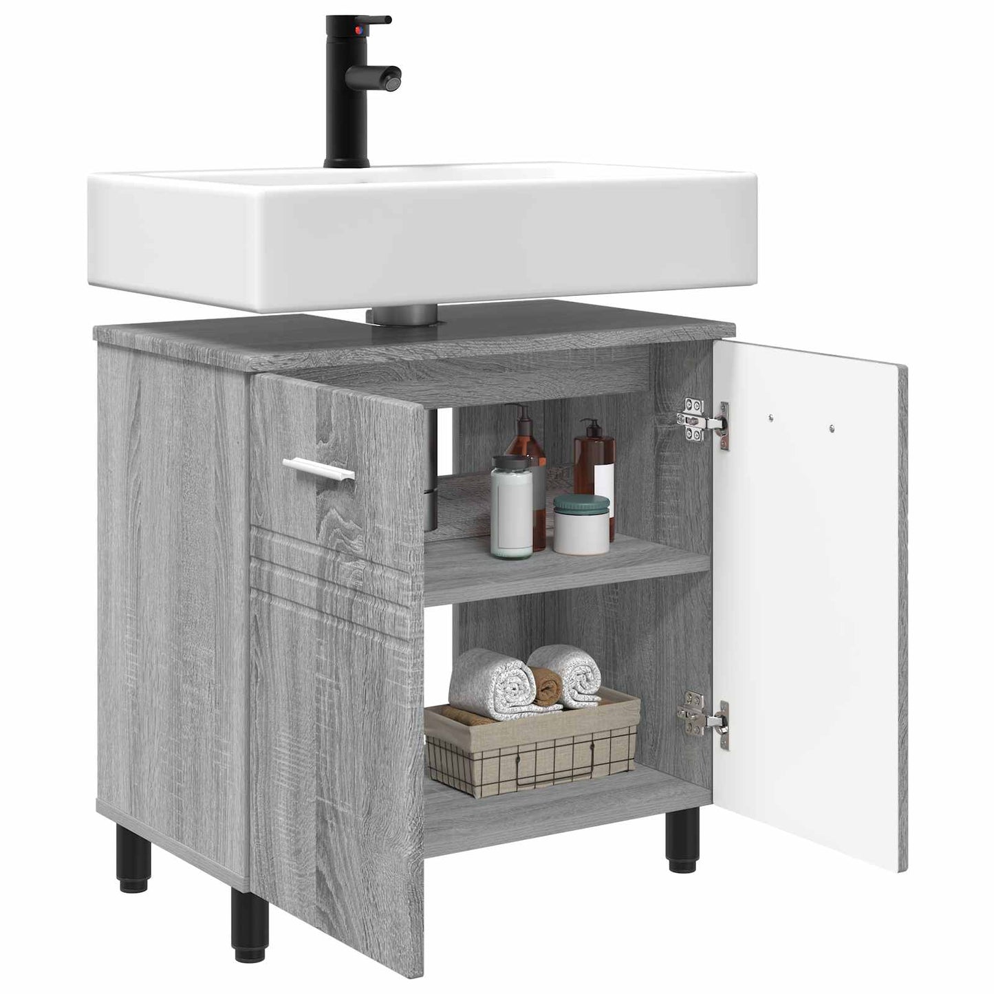 Badkamer Waskom Grijs Sonoma 60 x 35 x 60 cm Bewerkt hout is nu te koop bij PeponiXL, paradijselijk wonen!