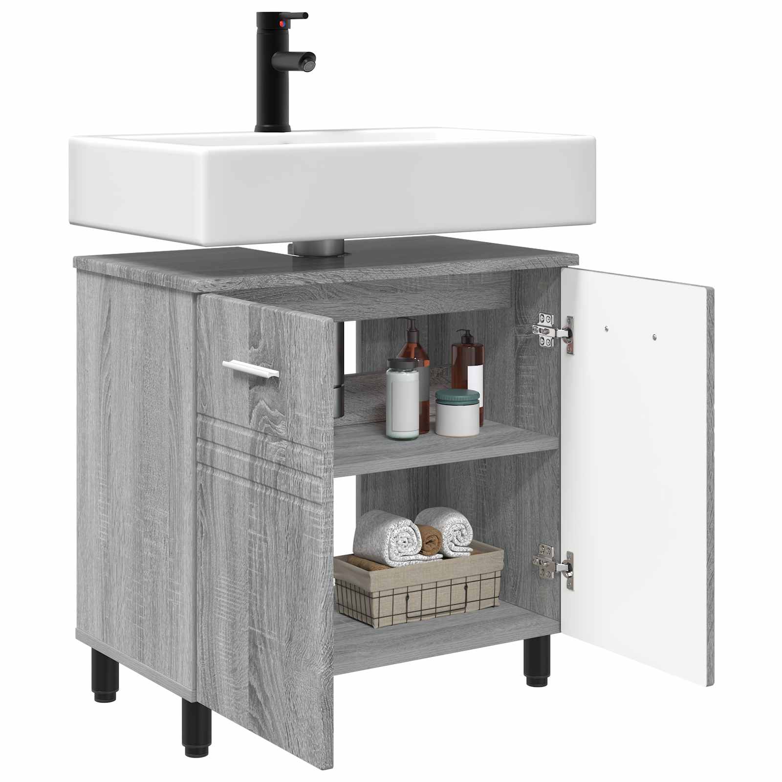 Badkamer Waskom Grijs Sonoma 60 x 35 x 60 cm Bewerkt hout is nu te koop bij PeponiXL, paradijselijk wonen!