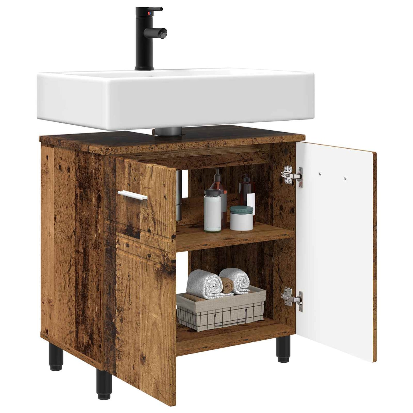 Badkamer Waskom Oud hout 60 x 35 x 60 cm Bewerkt hout is nu te koop bij PeponiXL, paradijselijk wonen!