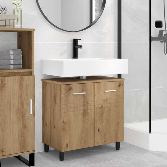 Badkamer Waskom Artisanaal eiken 60 x 35 x 60 cm Bewerkt hout is nu te koop bij PeponiXL, paradijselijk wonen!