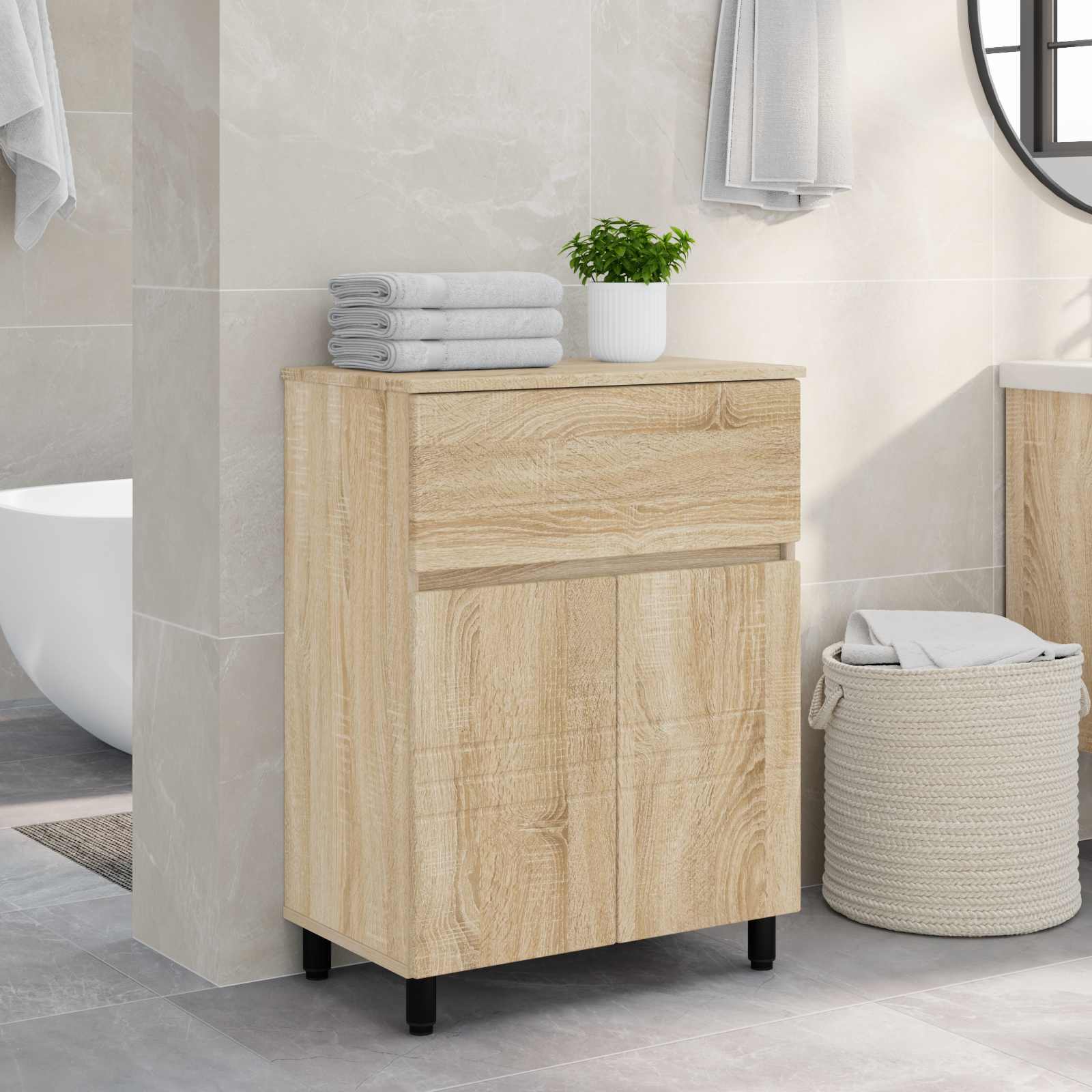 Badkamer Waskom Sonoma Eiken 60 x 35 x 80 cm Bewerkt hout is nu te koop bij PeponiXL, paradijselijk wonen!
