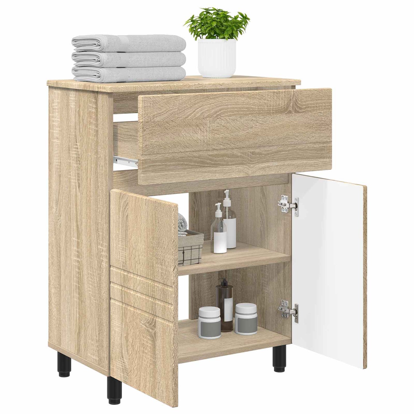 Badkamer Waskom Sonoma Eiken 60 x 35 x 80 cm Bewerkt hout is nu te koop bij PeponiXL, paradijselijk wonen!