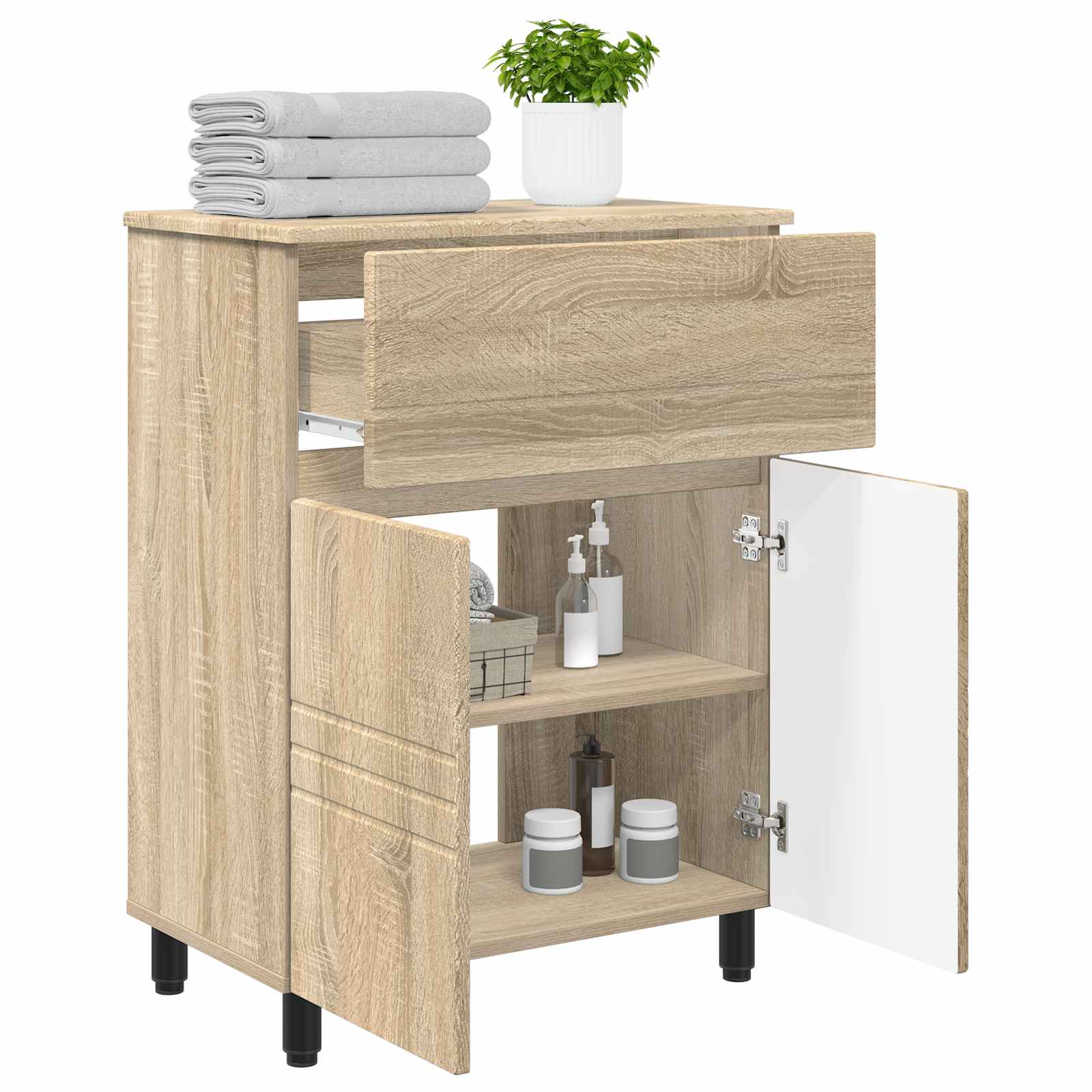 Badkamer Waskom Sonoma Eiken 60 x 35 x 80 cm Bewerkt hout is nu te koop bij PeponiXL, paradijselijk wonen!