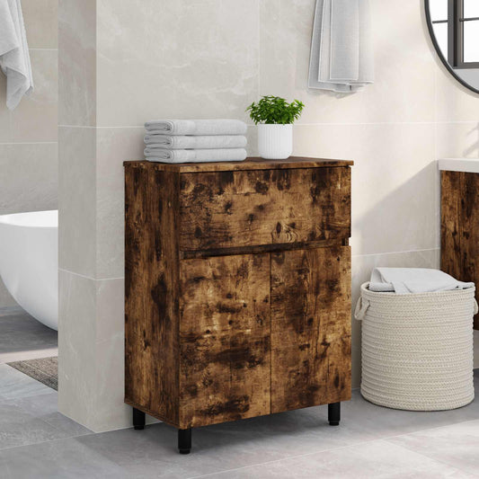 Badkamer Waskom Gerookt eiken 60 x 35 x 80 cm Bewerkt hout is nu te koop bij PeponiXL, paradijselijk wonen!