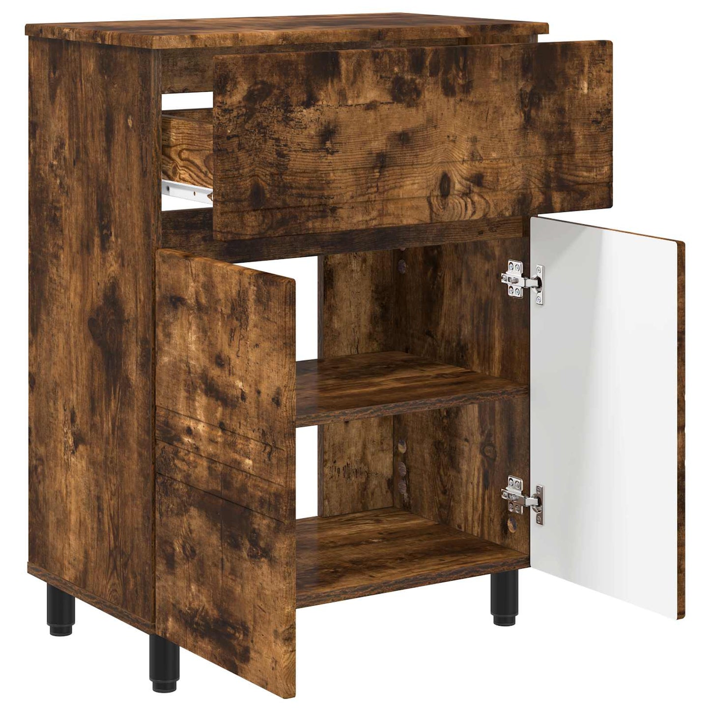 Badkamer Waskom Gerookt eiken 60 x 35 x 80 cm Bewerkt hout is nu te koop bij PeponiXL, paradijselijk wonen!
