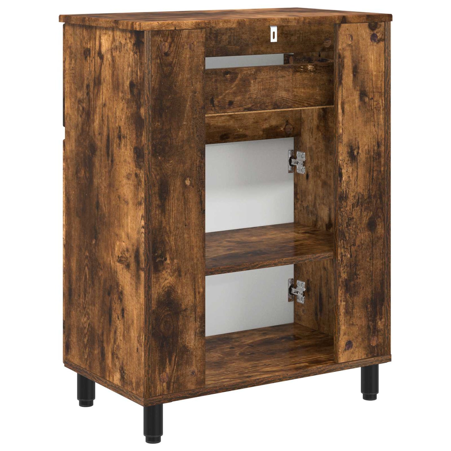 Badkamer Waskom Gerookt eiken 60 x 35 x 80 cm Bewerkt hout is nu te koop bij PeponiXL, paradijselijk wonen!