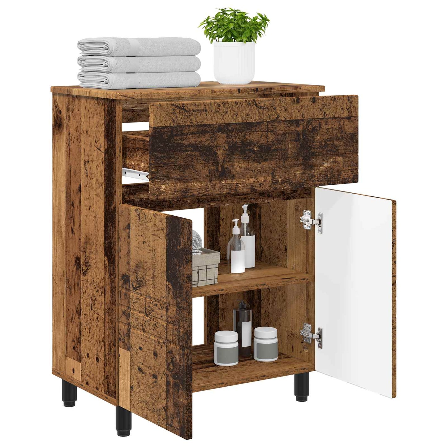 Badkamer Waskom Oud hout 60 x 35 x 80 cm Bewerkt hout is nu te koop bij PeponiXL, paradijselijk wonen!