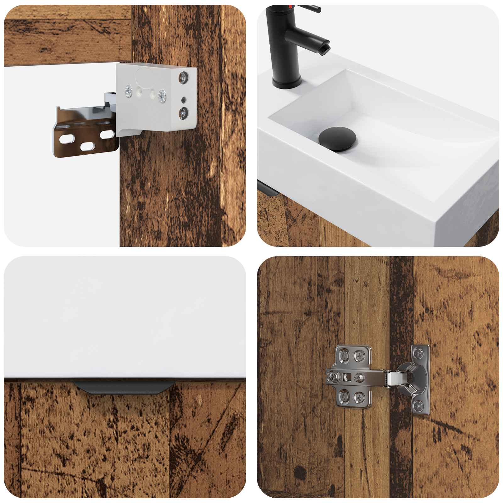 Badkamermeubel met kraan Oud hout 45,5 x 22,5 x 84 cm is nu te koop bij PeponiXL, paradijselijk wonen!
