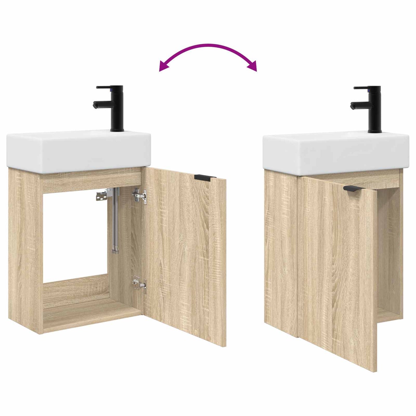 Badkamermeubel met kraan Sonoma Eiken 45,5 x 22,5 x 84 cm is nu te koop bij PeponiXL, paradijselijk wonen!