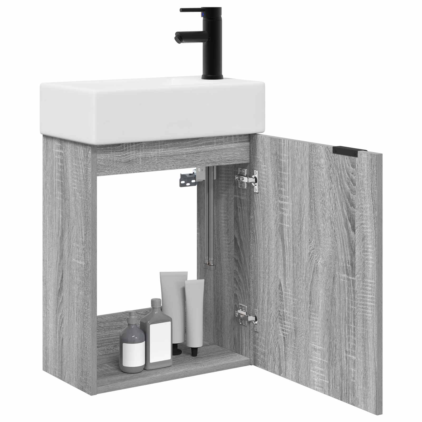 Badkamermeubel met kraan Grijs Sonoma 45,5 x 22,5 x 84 cm is nu te koop bij PeponiXL, paradijselijk wonen!