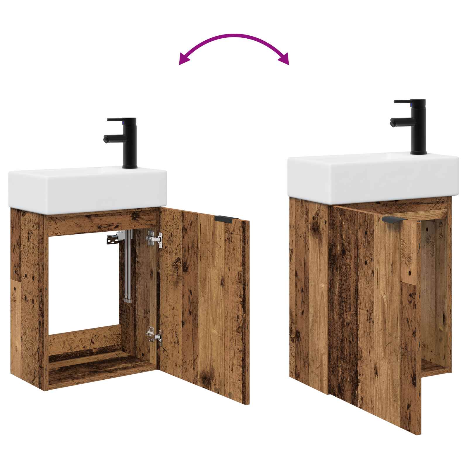 Badkamermeubel met kraan Oud hout 45,5 x 22,5 x 84 cm is nu te koop bij PeponiXL, paradijselijk wonen!