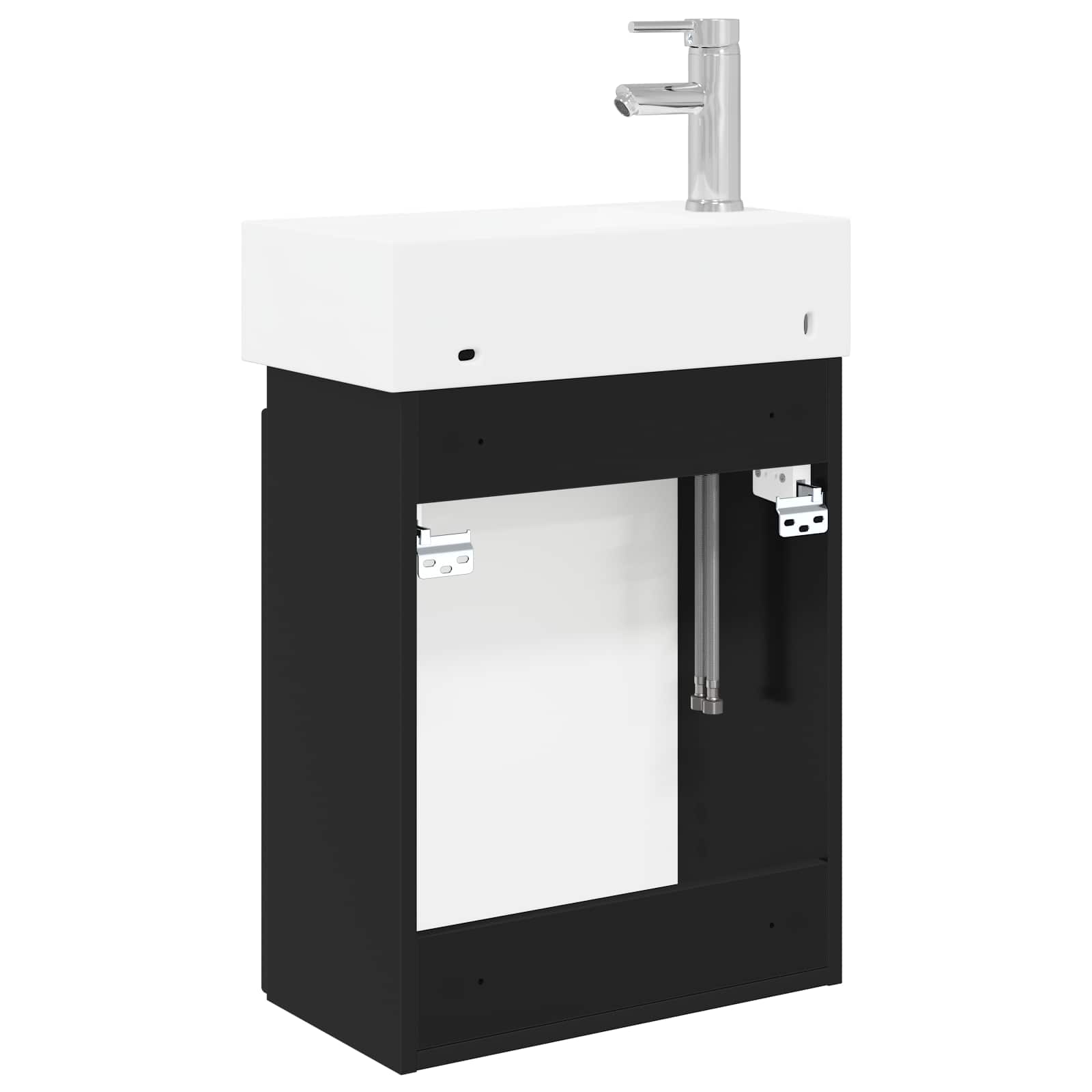Badkamermeubel met kraan Zwart 45,5 x 22,5 x 84 cm is nu te koop bij PeponiXL, paradijselijk wonen!