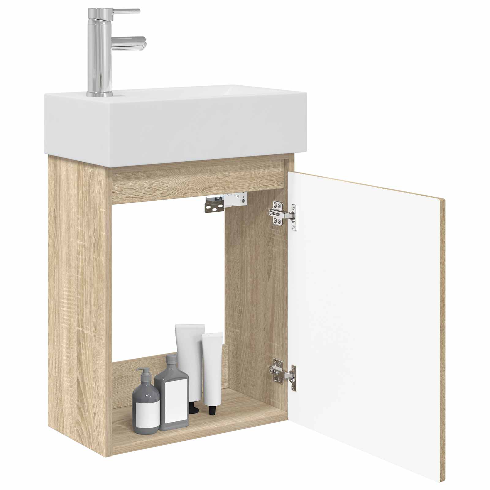Badkamermeubel met kraan Sonoma Eiken 45,5 x 22,5 x 84 cm is nu te koop bij PeponiXL, paradijselijk wonen!