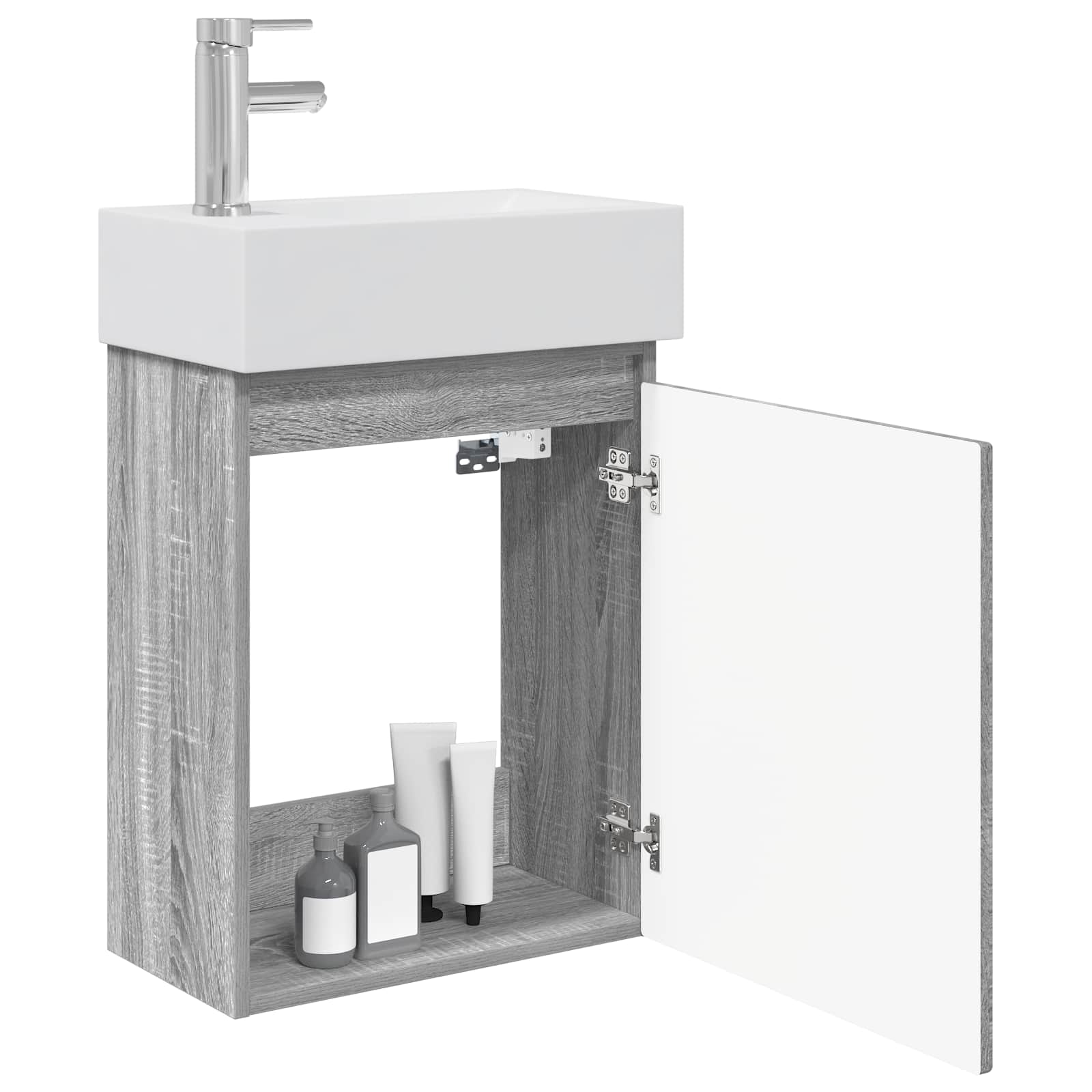 Badkamermeubel met kraan Grijs Sonoma 45,5 x 22,5 x 84 cm is nu te koop bij PeponiXL, paradijselijk wonen!
