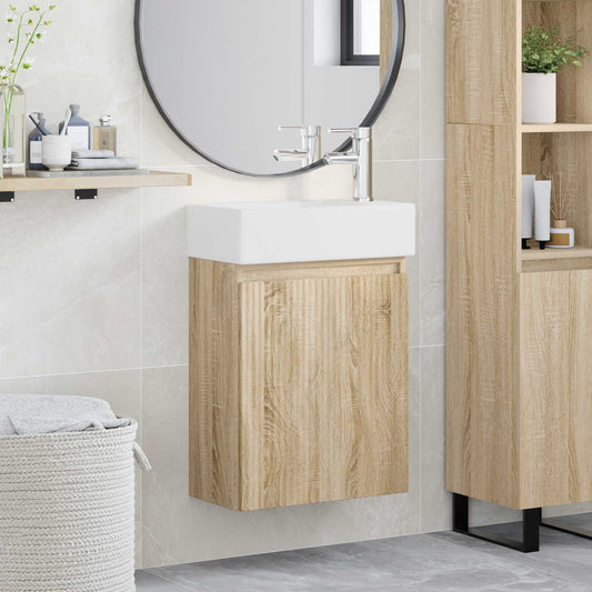 Badkamermeubel met kraan Sonoma Eiken 45,5 x 22,5 x 84 cm is nu te koop bij PeponiXL, paradijselijk wonen!