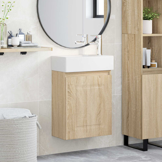 Badkamermeubel met kraan Sonoma Eiken 45,5 x 22,5 x 84 cm is nu te koop bij PeponiXL, paradijselijk wonen!