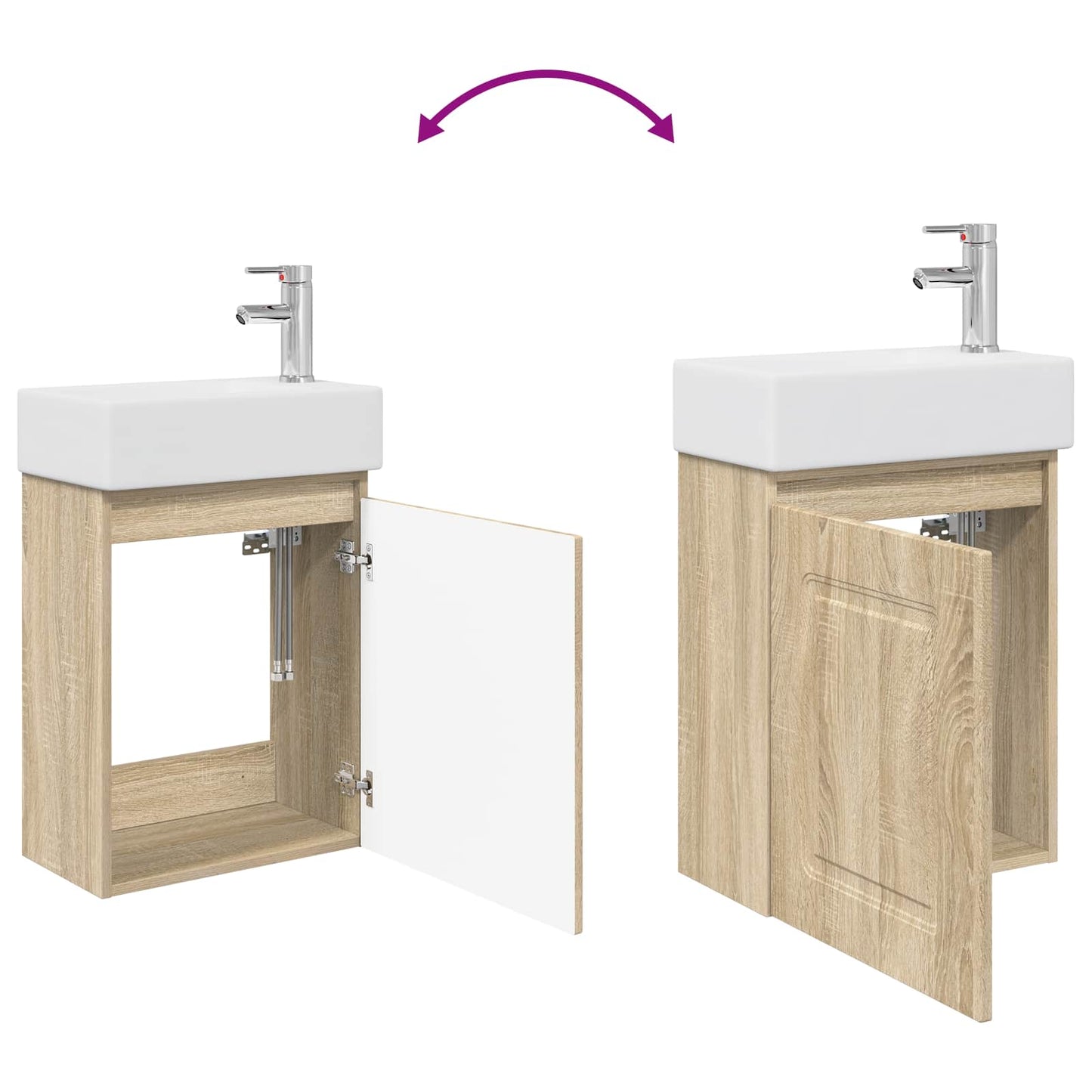 Badkamermeubel met kraan Sonoma Eiken 45,5 x 22,5 x 84 cm is nu te koop bij PeponiXL, paradijselijk wonen!