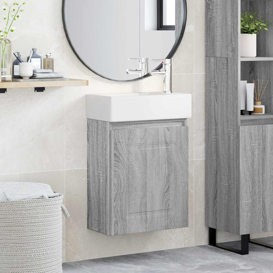 Badkamermeubel met kraan Grijs Sonoma 45,5 x 22,5 x 84 cm is nu te koop bij PeponiXL, paradijselijk wonen!