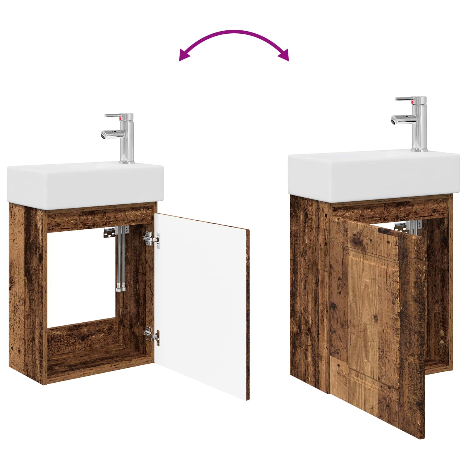 Badkamermeubel met kraan Oud hout 45,5 x 22,5 x 84 cm is nu te koop bij PeponiXL, paradijselijk wonen!