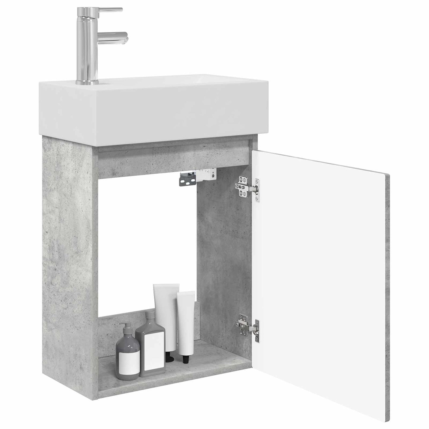 Badkamermeubel met kraan Betongrijs 45,5 x 25,5 x 84 cm is nu te koop bij PeponiXL, paradijselijk wonen!