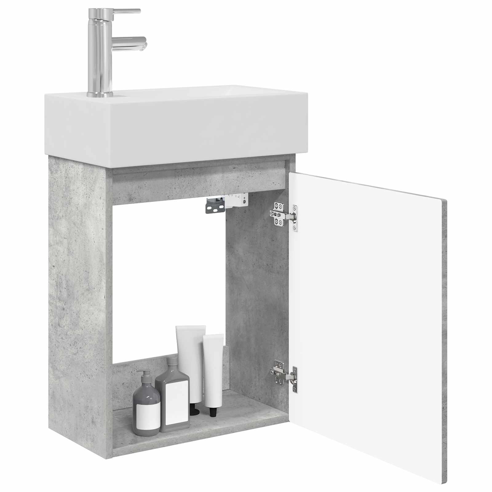 Badkamermeubel met kraan Betongrijs 45,5 x 25,5 x 84 cm is nu te koop bij PeponiXL, paradijselijk wonen!