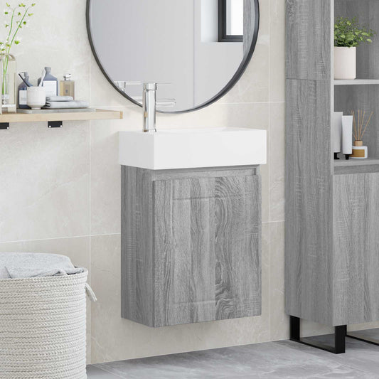 Badkamermeubel met kraan Grijs Sonoma 45,5 x 25,5 x 84 cm is nu te koop bij PeponiXL, paradijselijk wonen!