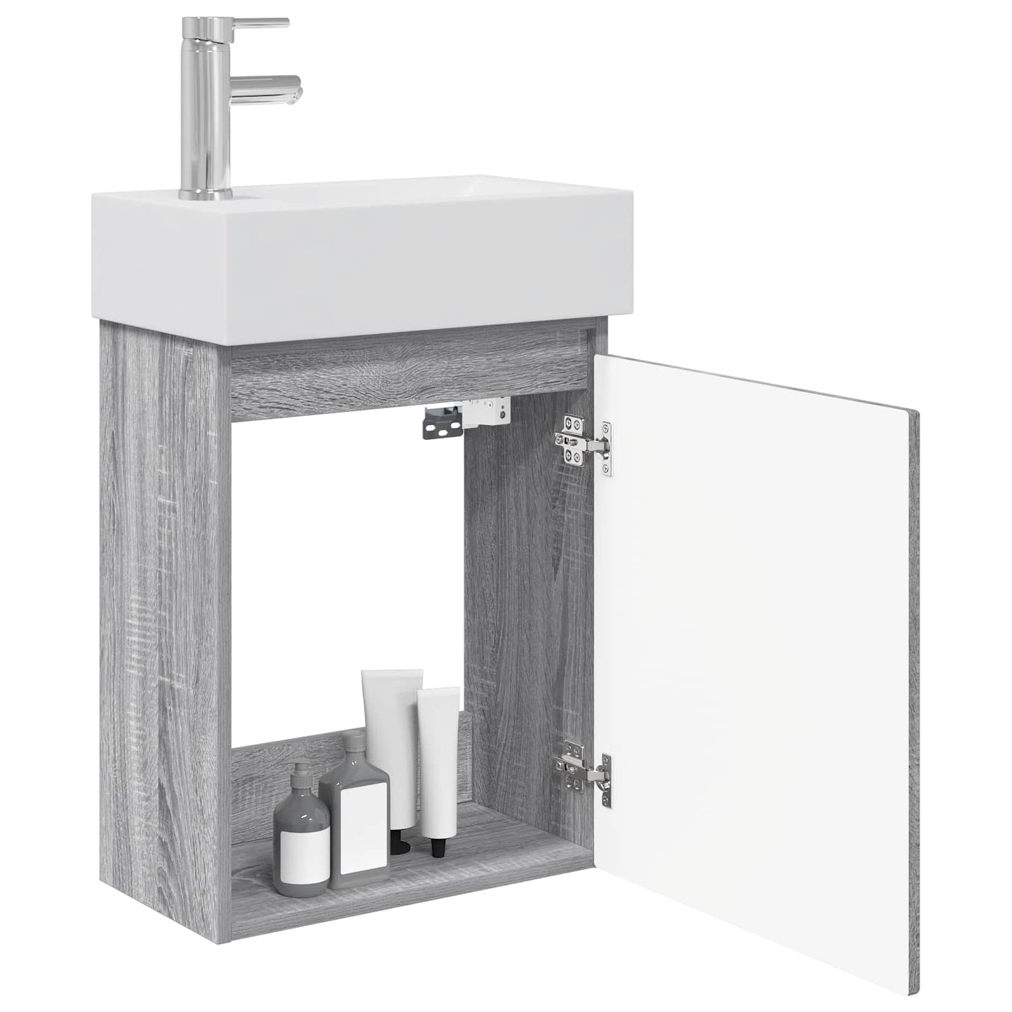Badkamermeubel met kraan Grijs Sonoma 45,5 x 25,5 x 84 cm is nu te koop bij PeponiXL, paradijselijk wonen!