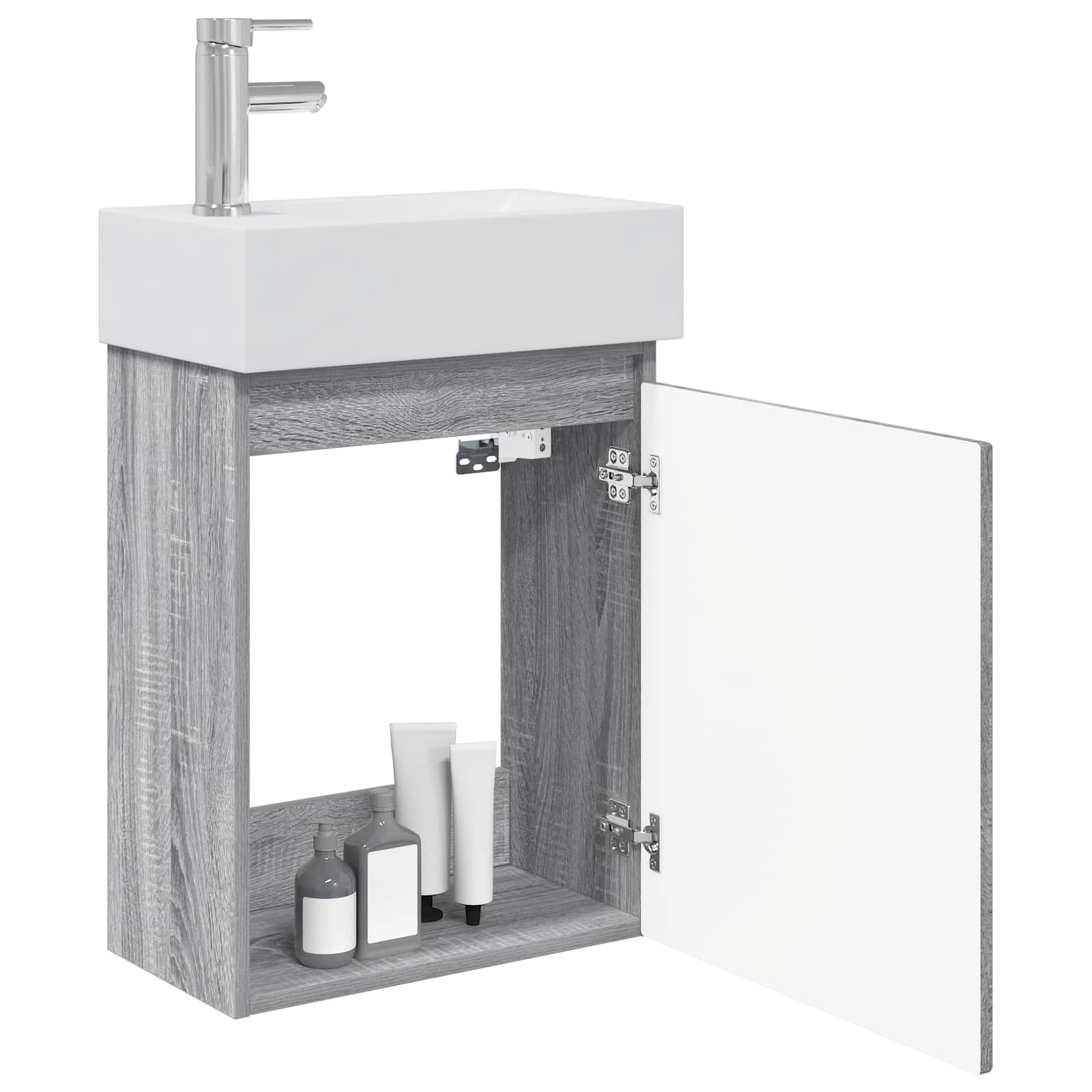 Badkamermeubel met kraan Grijs Sonoma 45,5 x 25,5 x 84 cm is nu te koop bij PeponiXL, paradijselijk wonen!