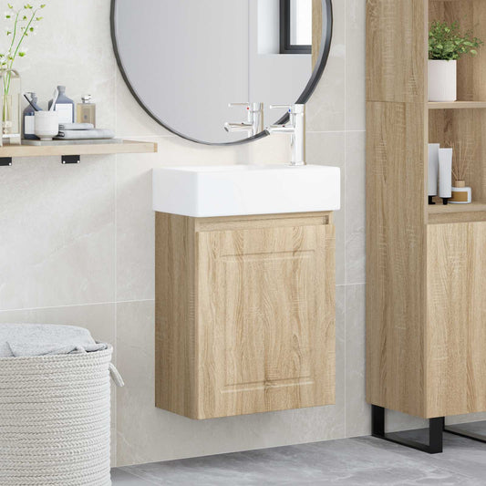 Badkamermeubel met kraan Sonoma Eiken 45,5 x 22,5 x 84 cm is nu te koop bij PeponiXL, paradijselijk wonen!