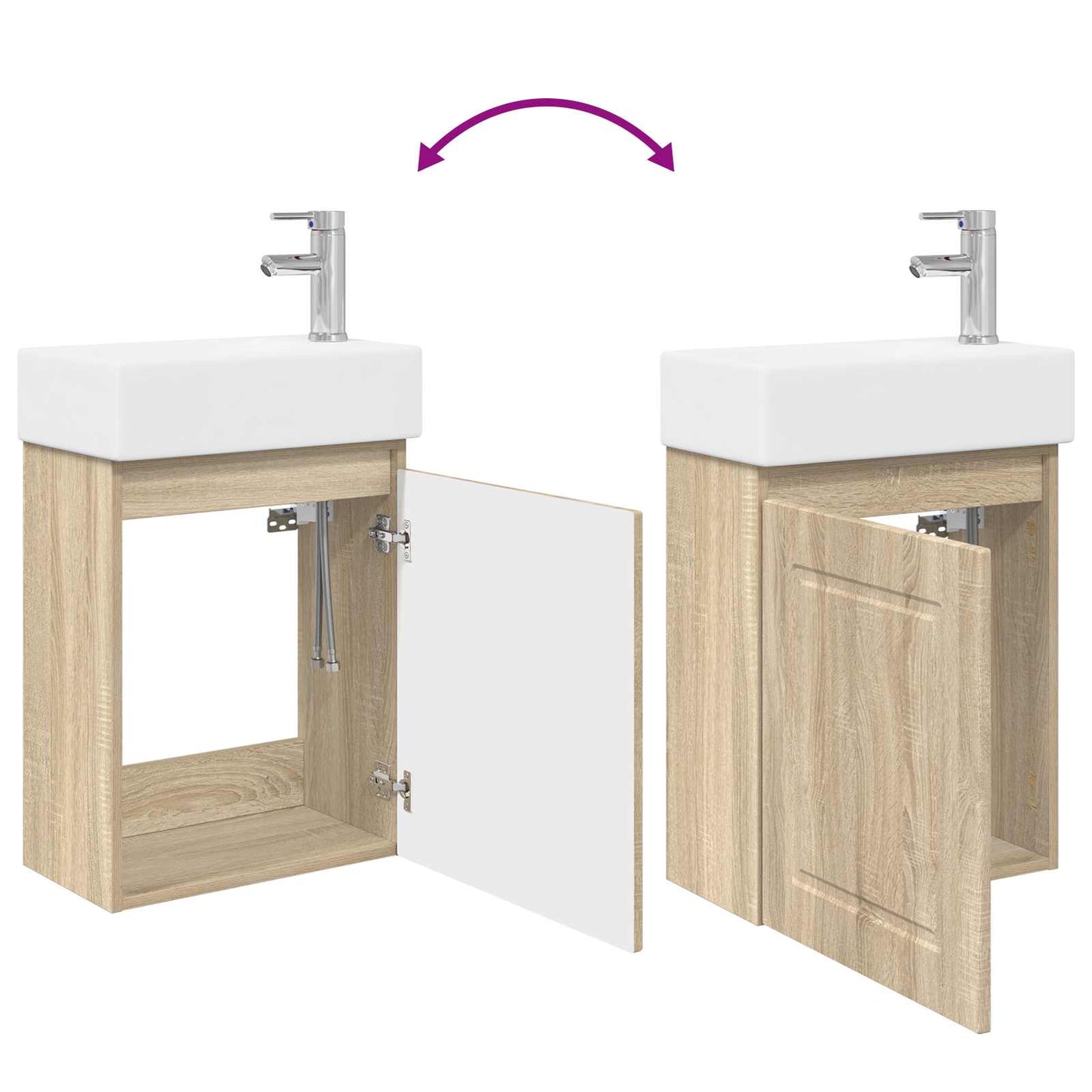 Badkamermeubel met kraan Sonoma Eiken 45,5 x 22,5 x 84 cm is nu te koop bij PeponiXL, paradijselijk wonen!