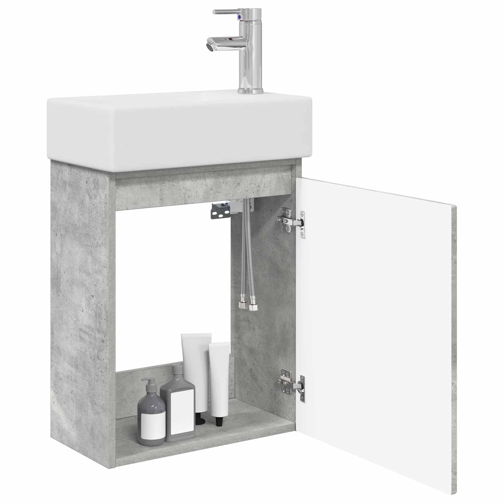 Badkamermeubel met kraan Betongrijs 45,5 x 22,5 x 84 cm is nu te koop bij PeponiXL, paradijselijk wonen!