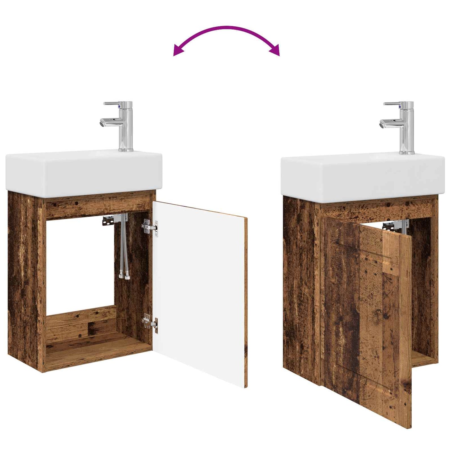Badkamermeubel met kraan Oud hout 45,5 x 22,5 x 84 cm is nu te koop bij PeponiXL, paradijselijk wonen!