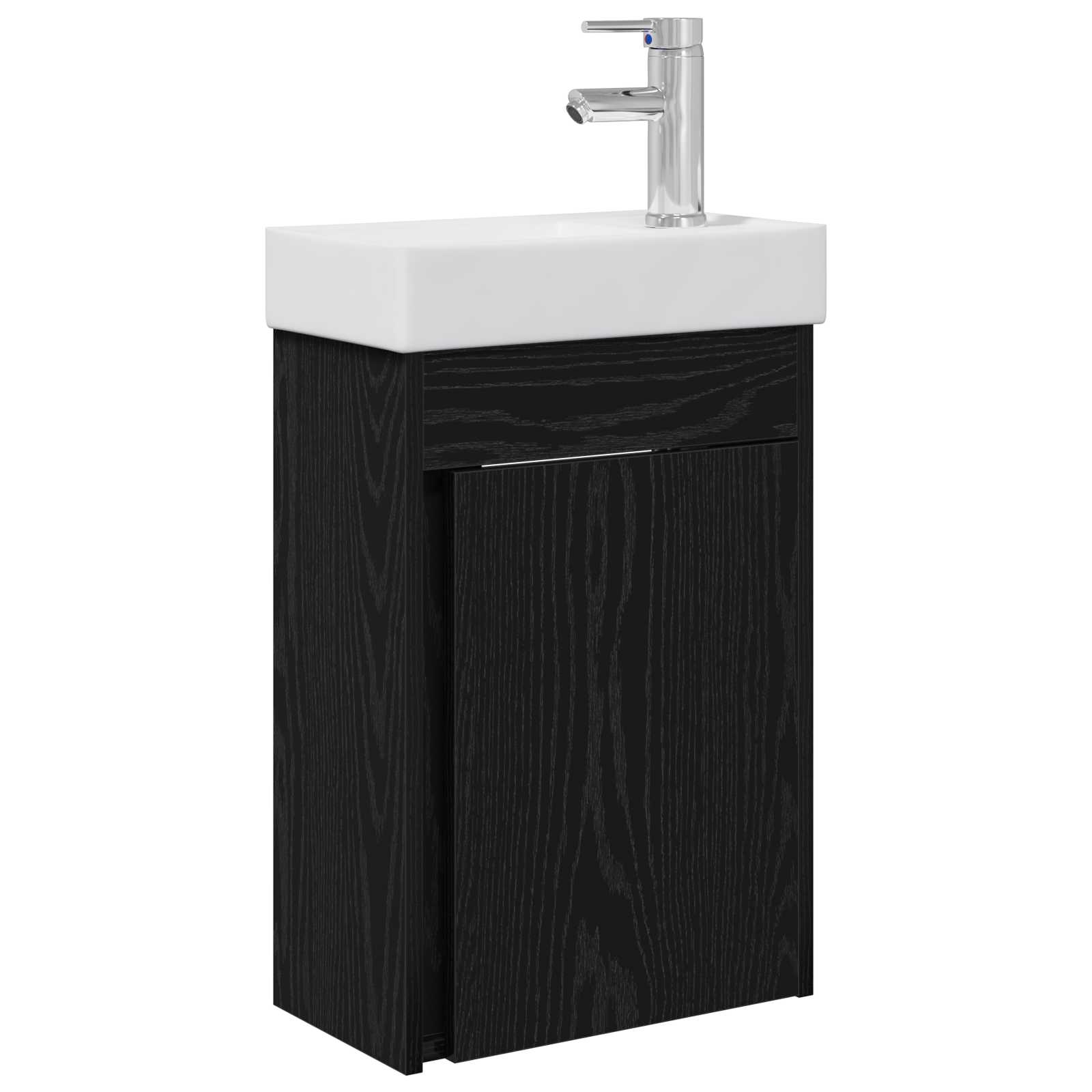 Badkamermeubel met kraan Zwart eiken 40,5 x 22,5 x 62 cm is nu te koop bij PeponiXL, paradijselijk wonen!
