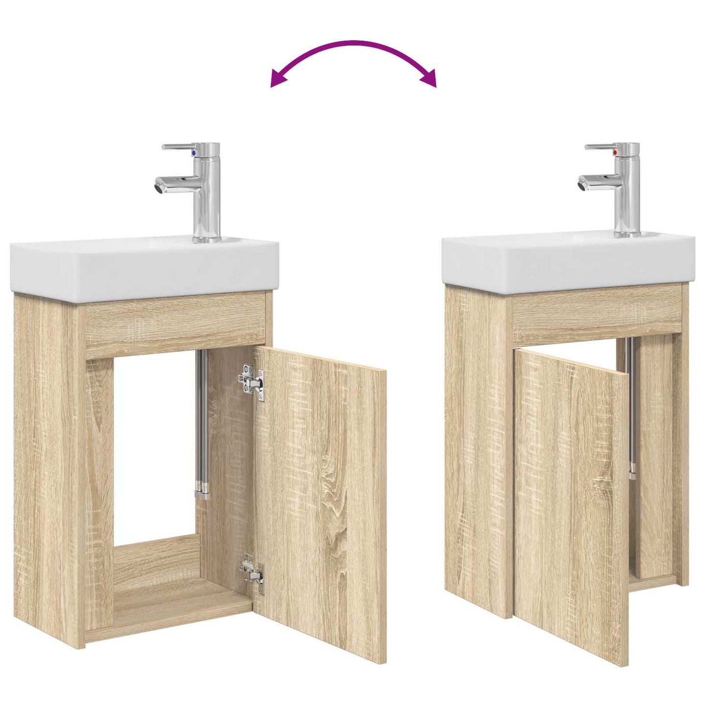 Badkamermeubel met kraan Sonoma Eiken 40,5 x 22,5 x 62 cm is nu te koop bij PeponiXL, paradijselijk wonen!