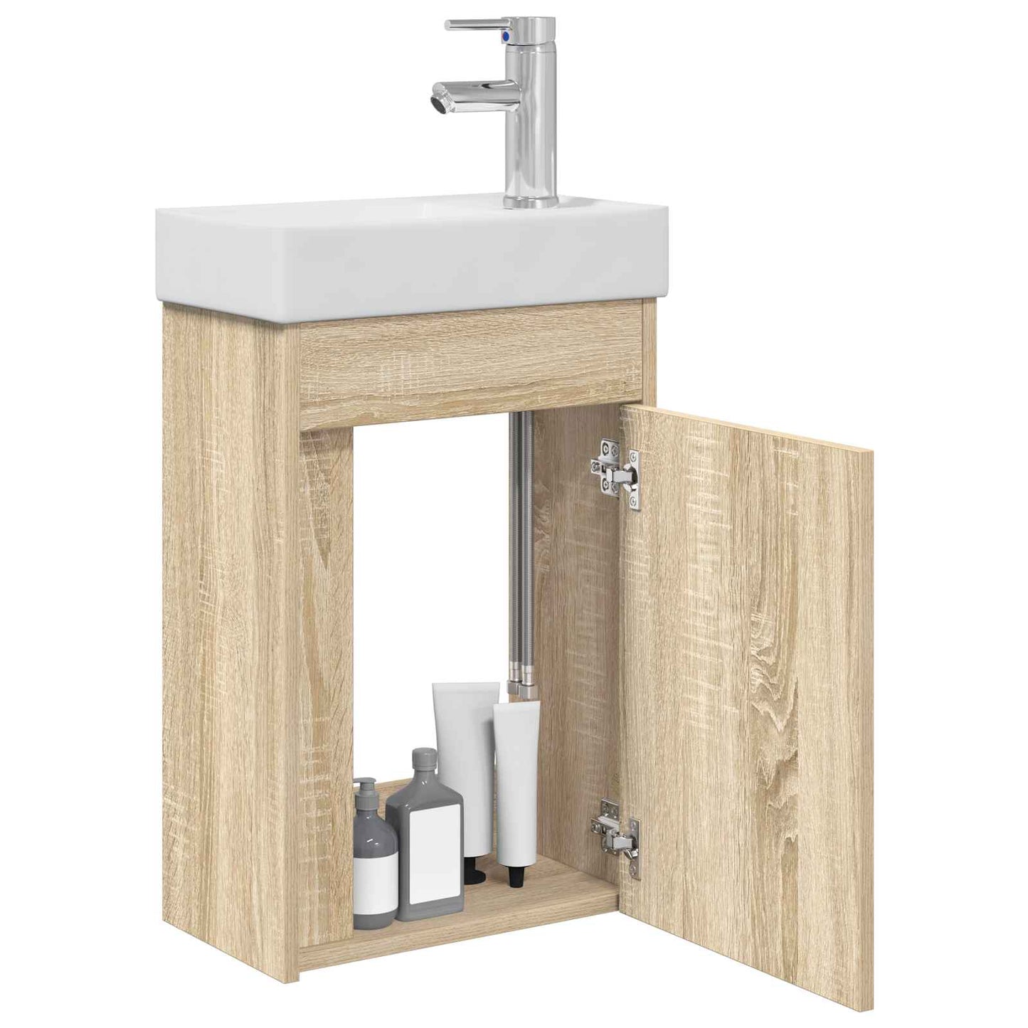 Badkamermeubel met kraan Sonoma Eiken 40,5 x 22,5 x 62 cm is nu te koop bij PeponiXL, paradijselijk wonen!