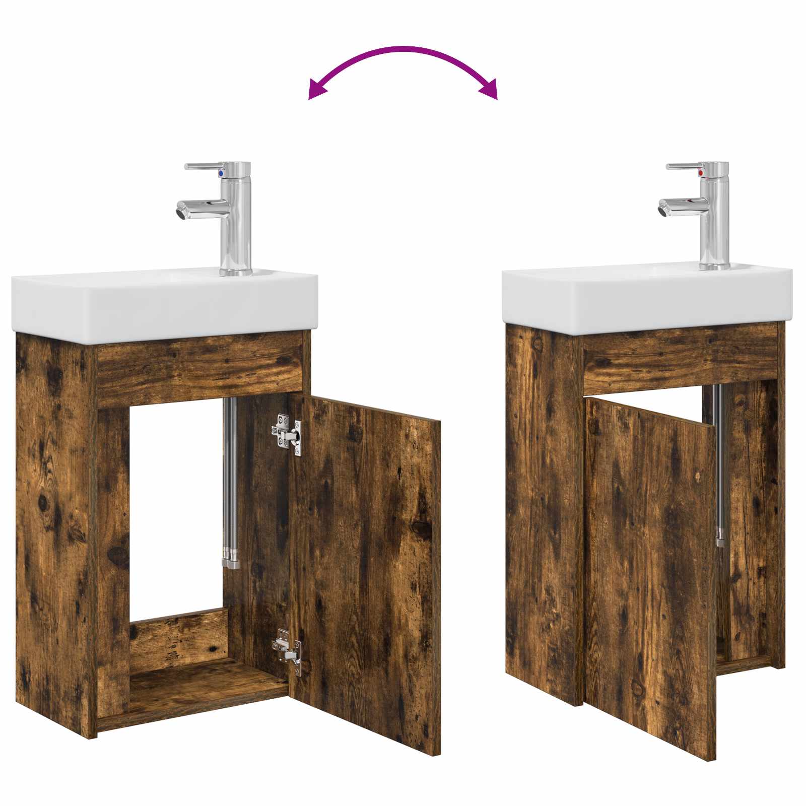 Badkamermeubel met kraan Gerookt eiken 40,5 x 22,5 x 62 cm is nu te koop bij PeponiXL, paradijselijk wonen!