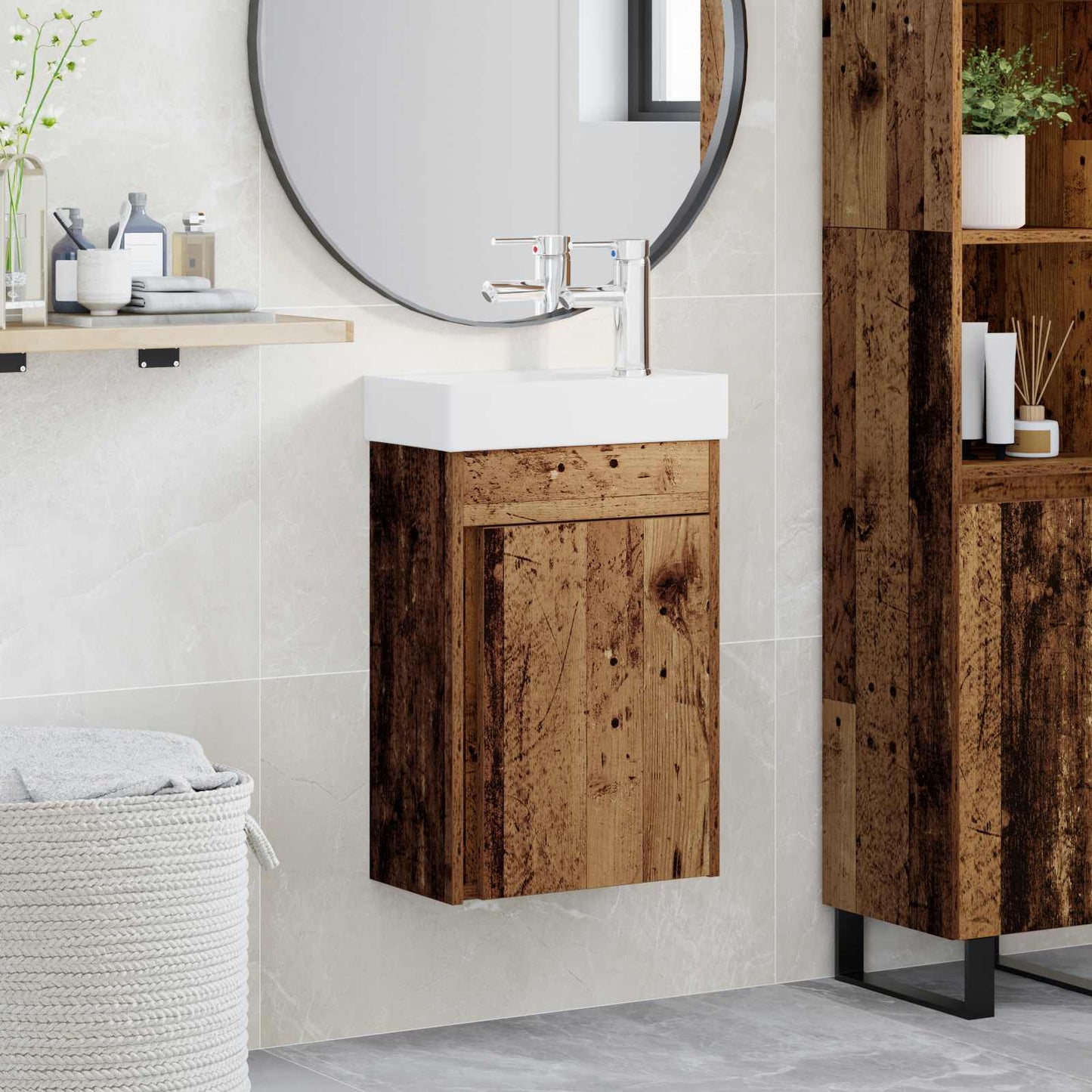Badkamermeubel met kraan Oud hout 40,5 x 22,5 x 62 cm is nu te koop bij PeponiXL, paradijselijk wonen!